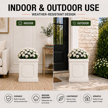 Ellis 10.75 in. Indoor Outdoor Magnesium Oxide Planter with Drainage Hole Antique White