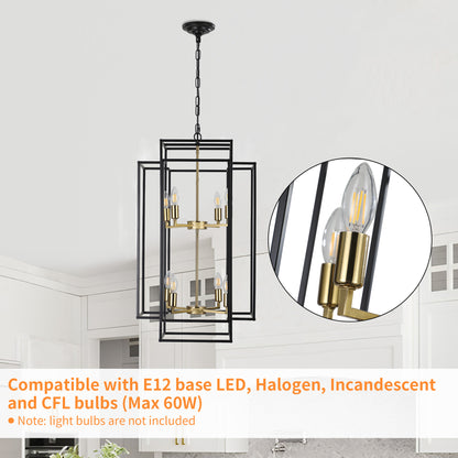 Taimei Astrale 18 in. Modern 8-Light Black Geometric Chandelier