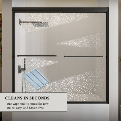 Nivorix Ridge 56 in. W x 60 in. H Sliding Semi-Frameless Tub Door with Clear Glass