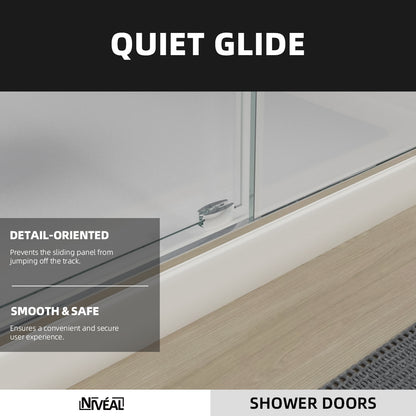 Niveal Luxe 60 in. W x 76 in. H Sliding Semi-Frameless Shower Door with Clear Glass