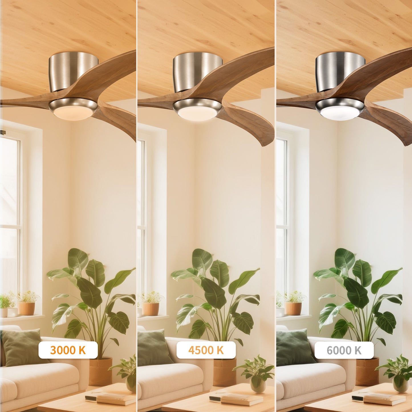 Taimei Niveu 52 in. Flush Mount Standard Ceiling Fan with Dimmable LED with Remote Included DC Motor 7_e08666c7-c71f-4997-a69f-c304234de726