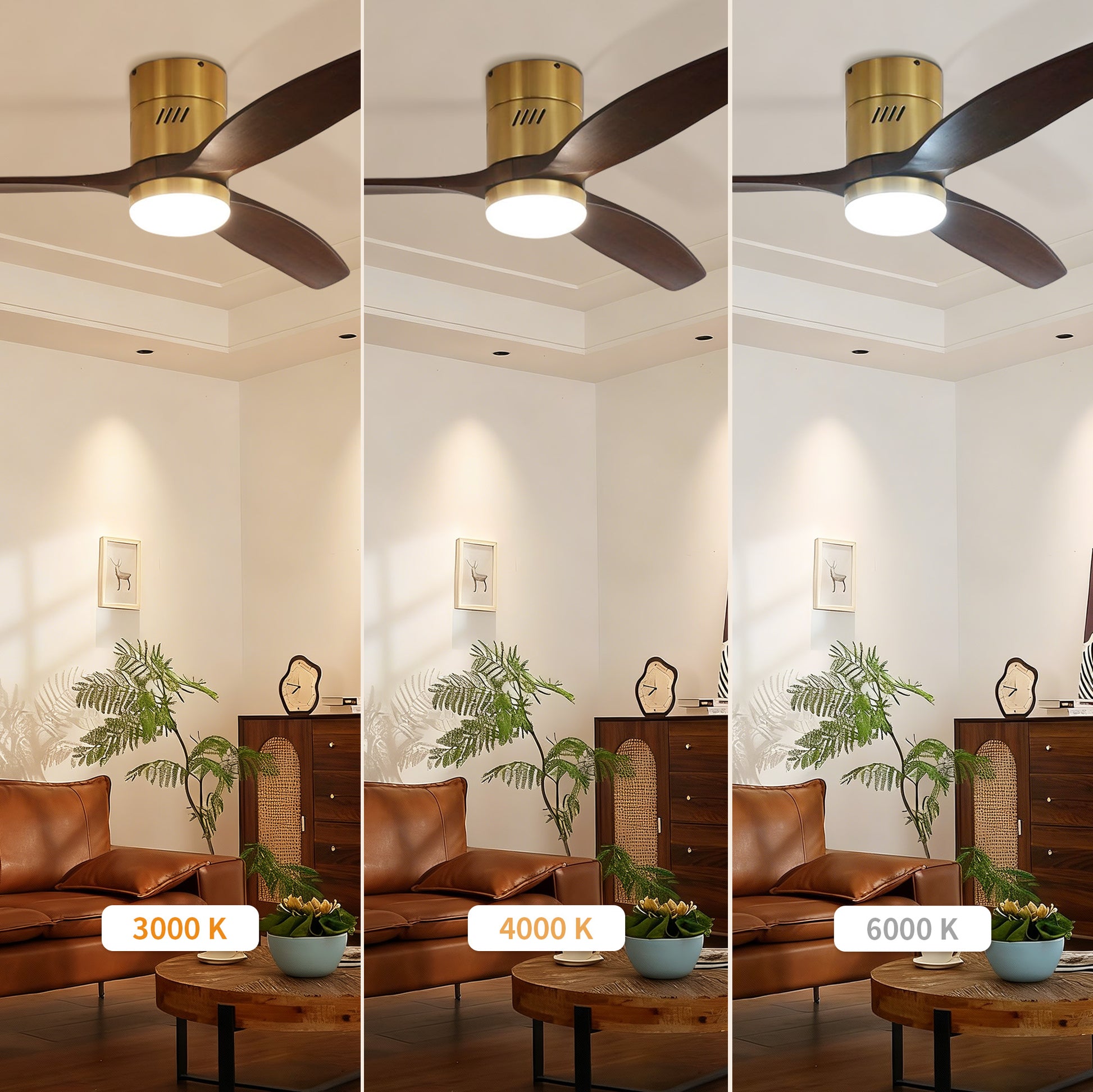 Taimei Ryme 52 in. Flush Mount Ceiling Fan with Light and Remote, DC Motor, Reversible 7_e234132e-8330-4d74-9b54-8a6ab09c51cc