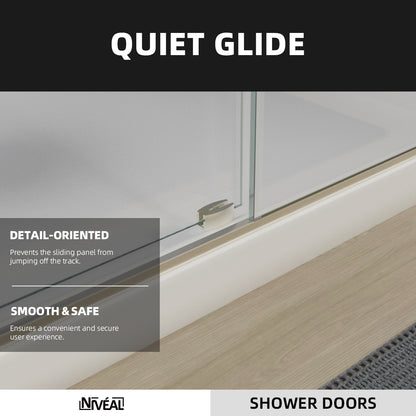 Niveal Luxe 60 in. W x 76 in. H Sliding Semi-Frameless Shower Door with Clear Glass