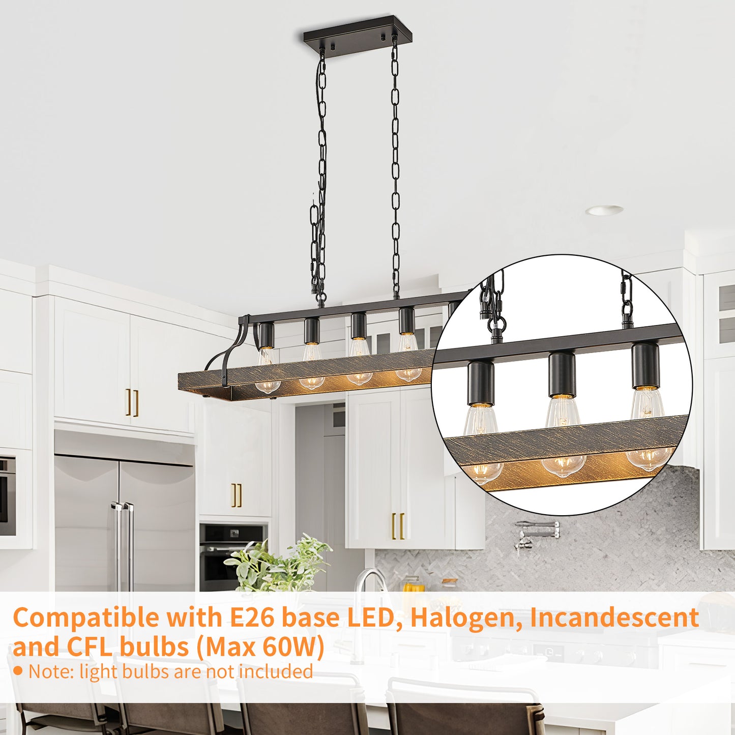 Taimei Olla 34 in. 5-Light Modern Farmhouse Chandelier Light