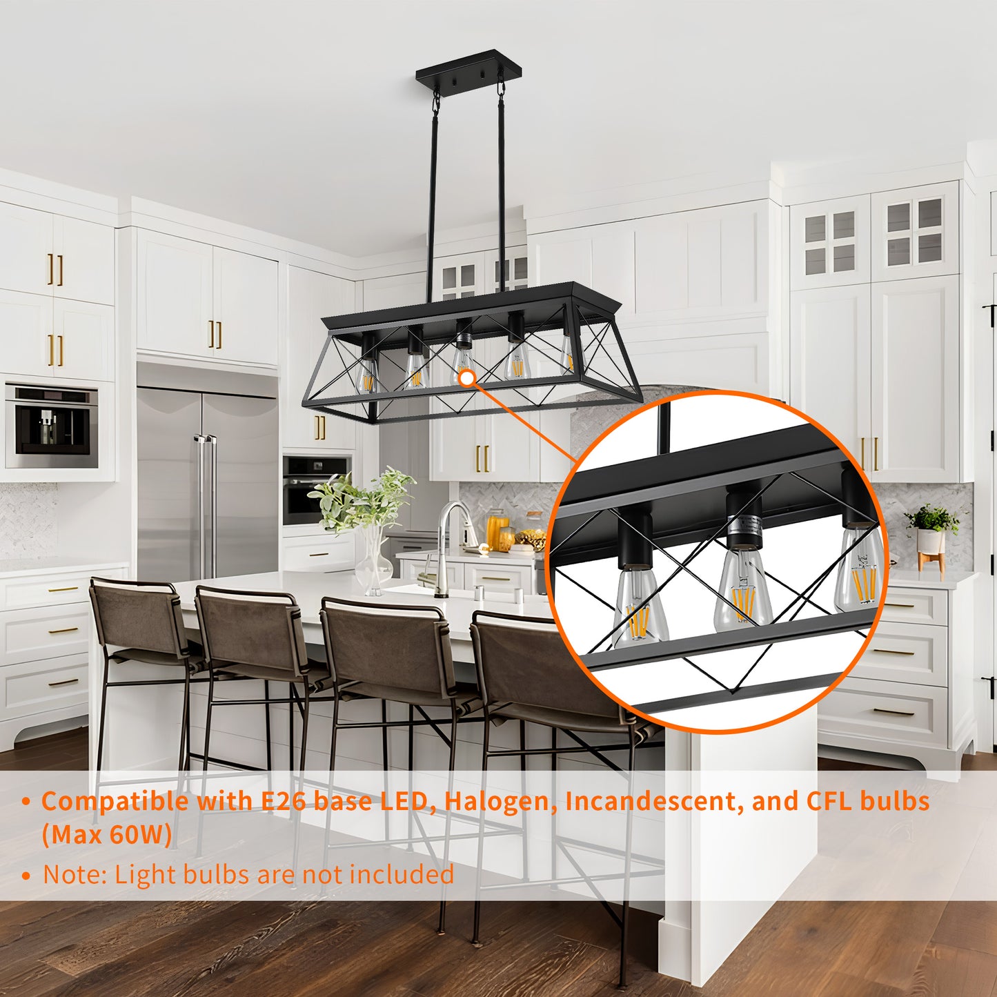 Taimei Vesper 16 in. 4-Light & Rustica 5-Light Farmhouse Industrial Chandelier Light 7_ed5ae2f5-2b13-4945-9bac-7dbc449cc7c8
