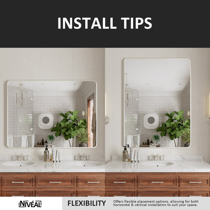 Niveal STRE Series Rectangular Framed Wall Bathroom Vanity Mirror 8-1