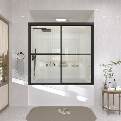 TaiMei 59 in. W x 56 in. H Sliding Framed Tub Door with Clear Glass and Handles 82-5659-BL02_0bbcb59a-d756-49fc-8600-b51929485487