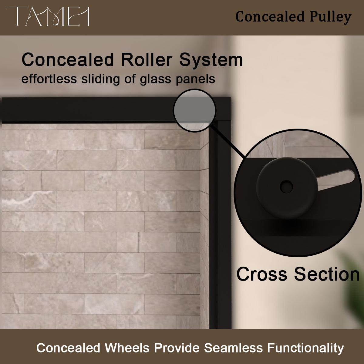 TaiMei 59 in. W x 56 in. H Sliding Framed Tub Door with Clear Tempered Glass 82-5659-BL07