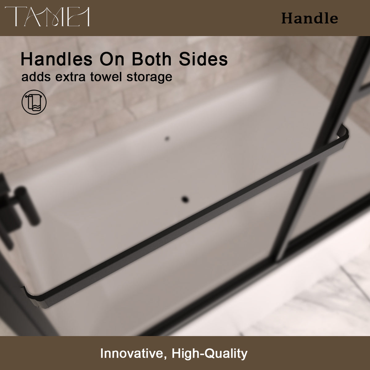 TaiMei 59 in. W x 56 in. H Sliding Framed Tub Door with Clear Tempered Glass 82-5659-BL08
