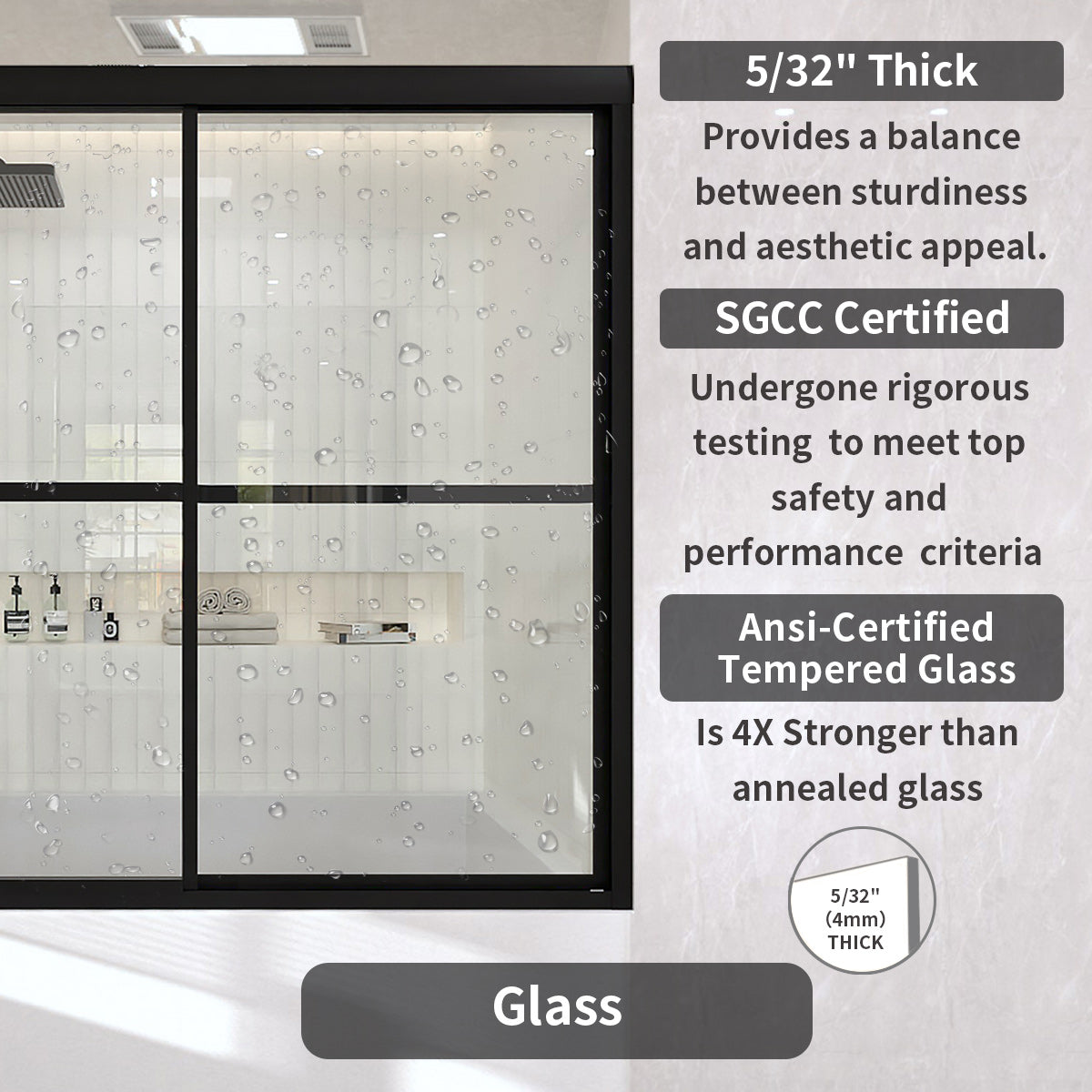 TaiMei 59 in. W x 56 in. H Sliding Framed Tub Door with Clear Glass and Handles 82-5659-BL08_70ad71a7-cd2f-45dd-8b78-2212a4010d66