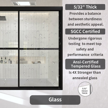 TaiMei 59 in. W x 56 in. H Sliding Framed Tub Door with Clear Glass and Handles 82-5659-BL08_70ad71a7-cd2f-45dd-8b78-2212a4010d66
