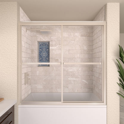 TaiMei 59 in. W x 56 in. H Sliding Framed Tub Door with Clear Tempered Glass Brushed Nickel 82-5659-BN01_4451ee69-b4cd-43a5-bfca-393f2498b336