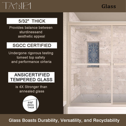 TaiMei 59 in. W x 56 in. H Sliding Framed Tub Door with Clear Tempered Glass 82-5659-BN06