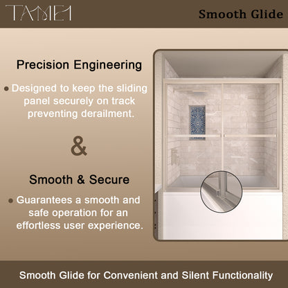 TaiMei 59 in. W x 56 in. H Sliding Framed Tub Door with Clear Tempered Glass 82-5659-BN09