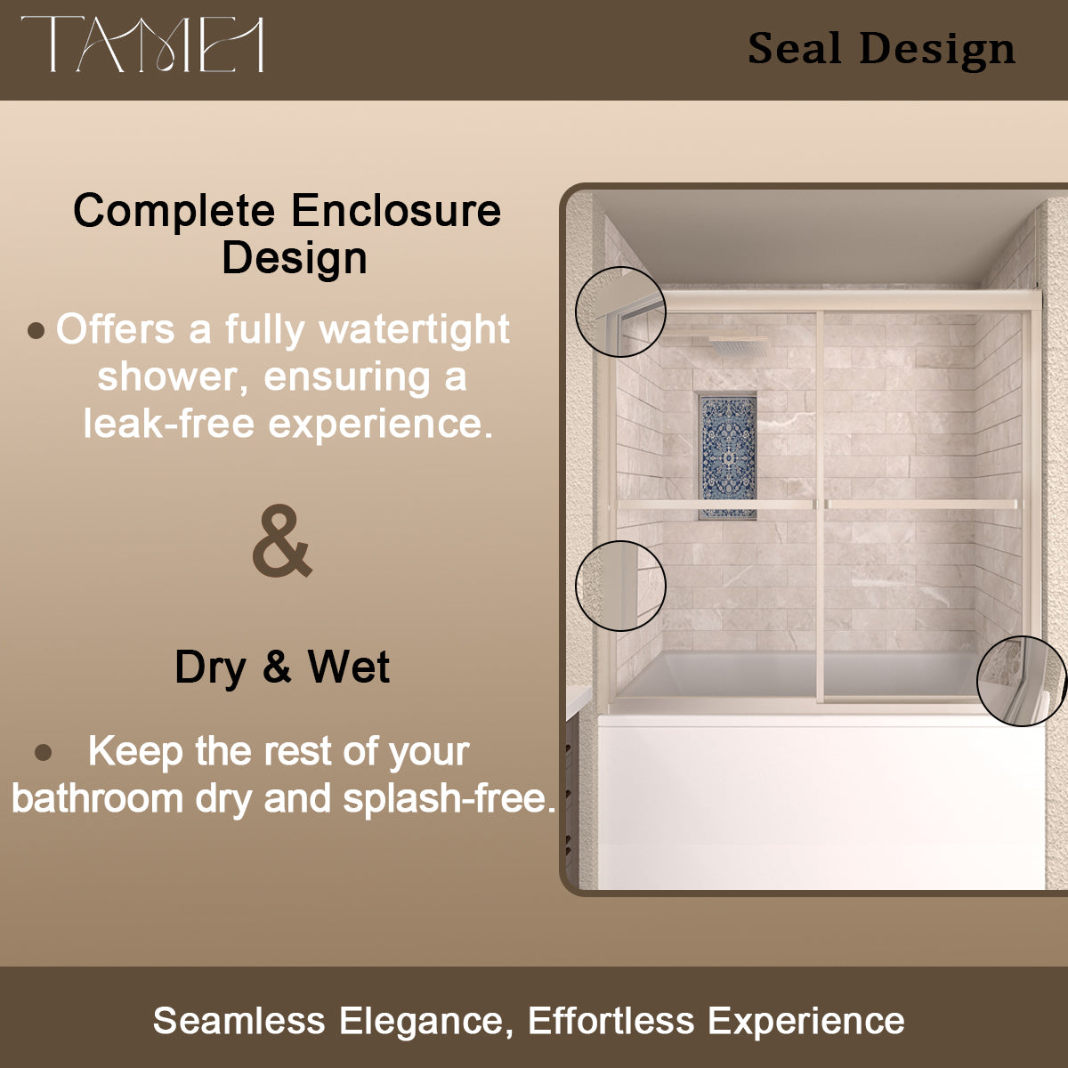 TaiMei 59 in. W x 56 in. H Sliding Framed Tub Door with Clear Tempered Glass 82-5659-BN10