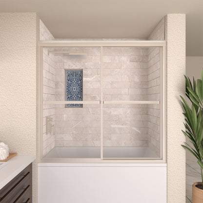TaiMei 59 in. W x 56 in. H Sliding Framed Tub Door with Clear Tempered Glass 82-5659-BN14