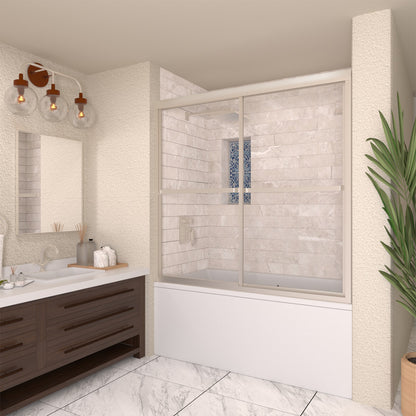 TaiMei 59 in. W x 56 in. H Sliding Framed Tub Door with Clear Tempered Glass 82-5659-BN15