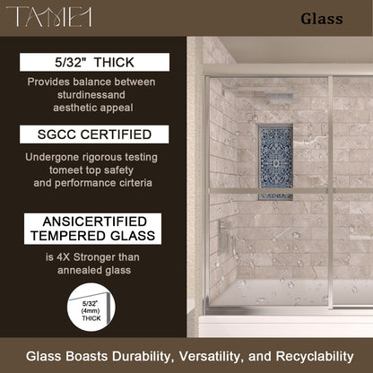 TaiMei 59 in. W x 56 in. H Sliding Framed Tub Door with Clear Tempered Glass 82-5659-CR06