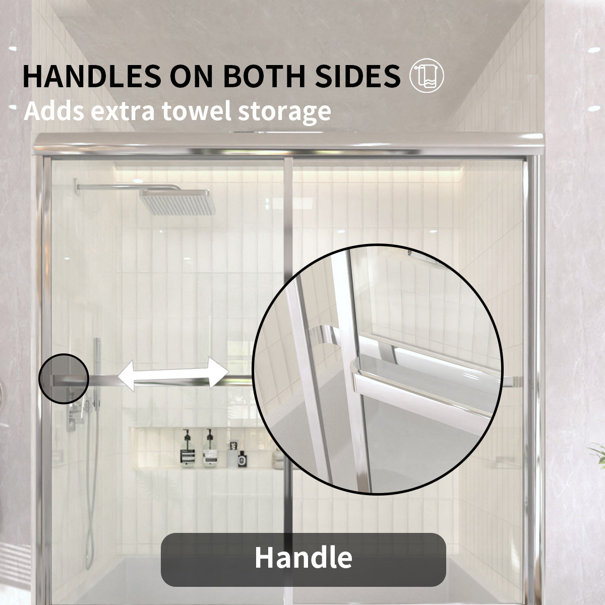 TaiMei 59 in. W x 56 in. H Sliding Framed Tub Door with Clear Glass and Handles 82-5659-CR07_e24fb565-3ed3-43dc-8d7f-c9622e2f8dd9