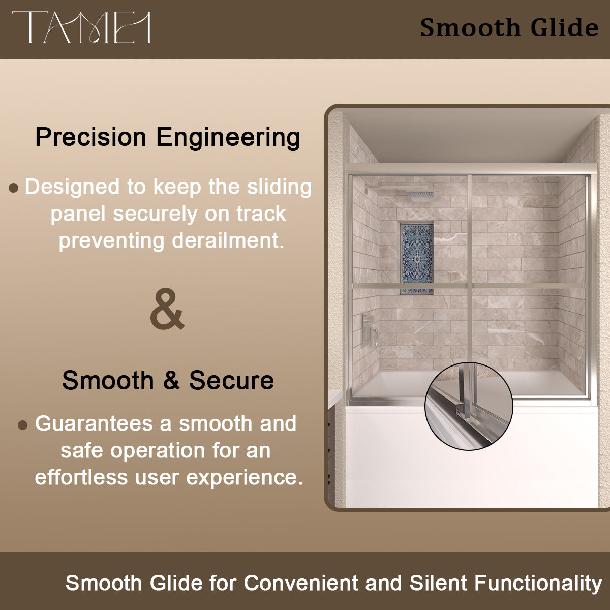 TaiMei 59 in. W x 56 in. H Sliding Framed Tub Door with Clear Tempered Glass 82-5659-CR09