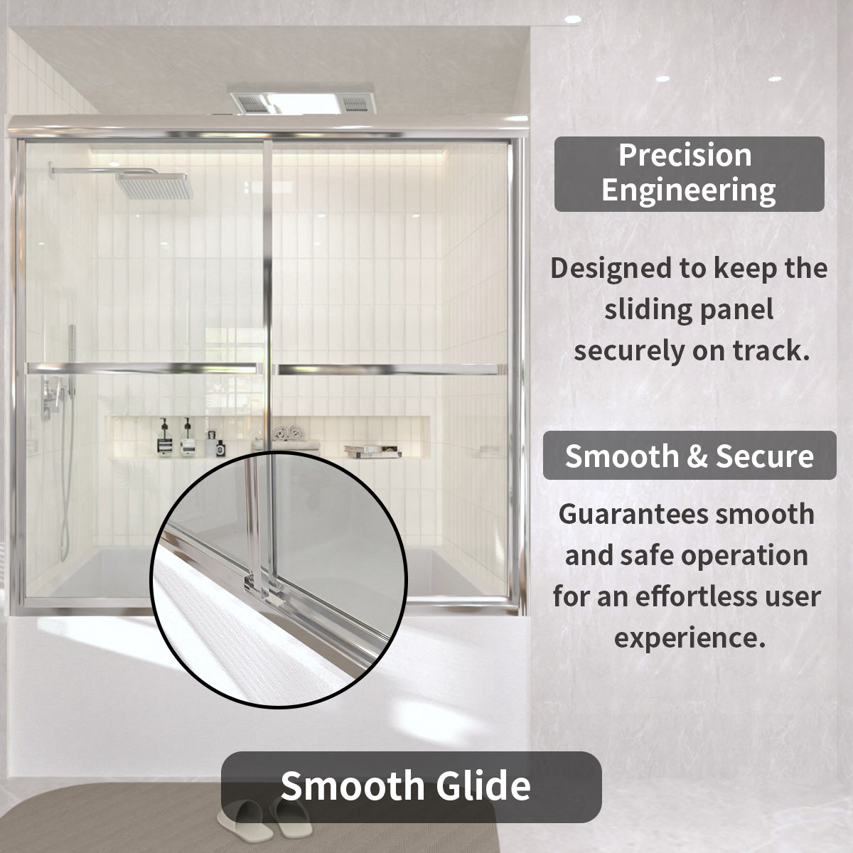 TaiMei 59 in. W x 56 in. H Sliding Framed Tub Door with Clear Glass and Handles 82-5659-CR09_c65548fe-9c7b-4bd9-a450-7b61204a744b