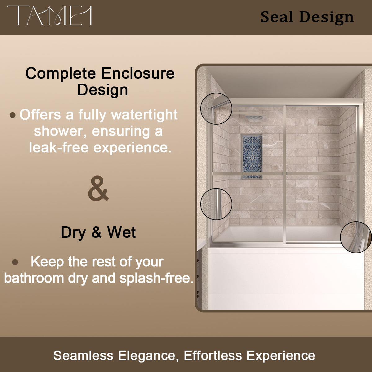 TaiMei 59 in. W x 56 in. H Sliding Framed Tub Door with Clear Tempered Glass 82-5659-CR10