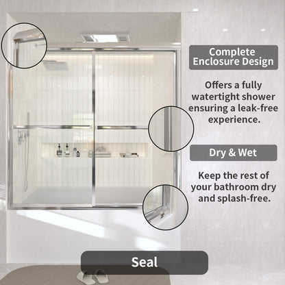 TaiMei 59 in. W x 56 in. H Sliding Framed Tub Door with Clear Glass and Handles 82-5659-CR10_e209ea99-9abe-44e7-b7f0-89cc9604a7b1
