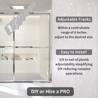 TaiMei 59 in. W x 56 in. H Sliding Framed Tub Door with Clear Glass and Handles 82-5659-CR11_9059959b-f305-415a-baac-bb2f3711ccec