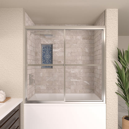 TaiMei 59 in. W x 56 in. H Sliding Framed Tub Door with Clear Tempered Glass 82-5659-CR14