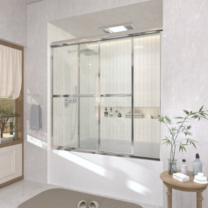 TaiMei 59 in. W x 56 in. H Sliding Framed Tub Door with Clear Glass and Handles 82-5659-CR15_9360a314-8258-423a-8634-389dddc6ccd8