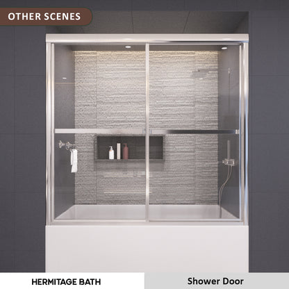 Elunir 59 in. W x 56 in. H Sliding Framed Tub Door in Silver Finish with Clear Glass 8256-SV-11