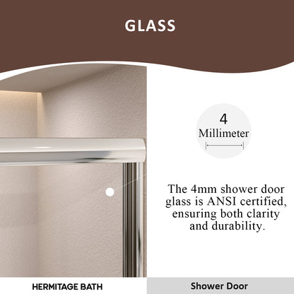 Elunir 59 in. W x 56 in. H Sliding Framed Tub Door in Silver Finish with Clear Glass 8256-SV-5