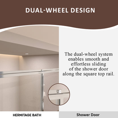 Elunir 59 in. W x 56 in. H Sliding Framed Tub Door in Silver Finish with Clear Glass 8256-SV-7