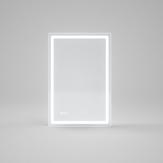 WTMU04 Round Corner Rectangular Frameless Wall Mount LED Bathroom Vanity Mirror in Polished Crystal