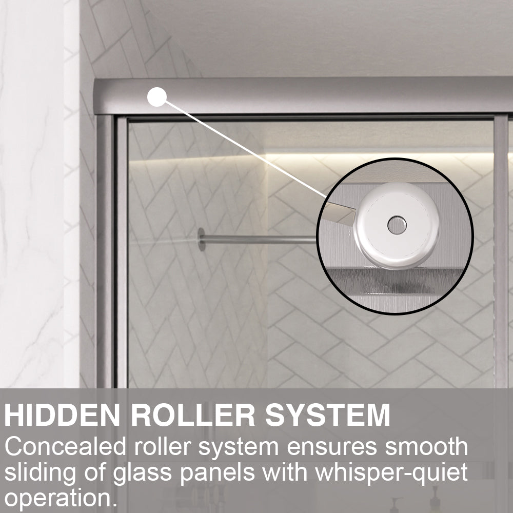 Astral 59.5 in. W x 56.75 in. H Framed Sliding Tub Door with 1/8 in. Clear Tempered Glass 82BN-10