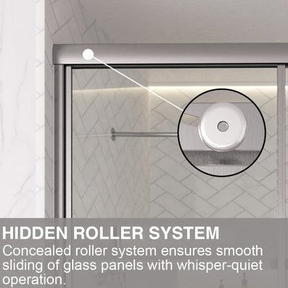 Astral 59.5 in. W x 56.75 in. H Framed Sliding Tub Door with 1/8 in. Clear Tempered Glass 82BN-10