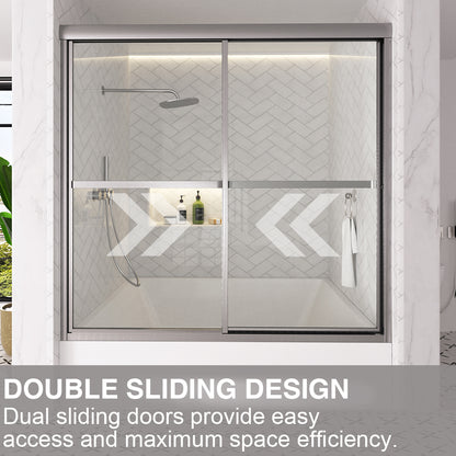 Astral 59.5 in. W x 56.75 in. H Framed Sliding Tub Door with 1/8 in. Clear Tempered Glass 82BN-11