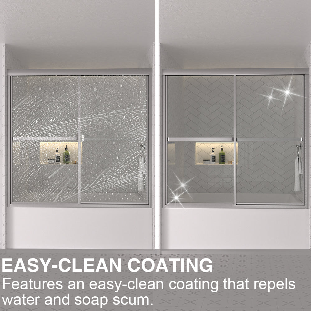 Astral 59.5 in. W x 56.75 in. H Framed Sliding Tub Door with 1/8 in. Clear Tempered Glass 82BN-12