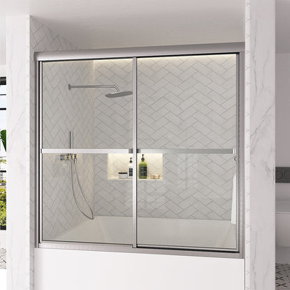 Astral 59.5 in. W x 56.75 in. H Framed Sliding Tub Door with 1/8 in. Clear Tempered Glass 82BN-2