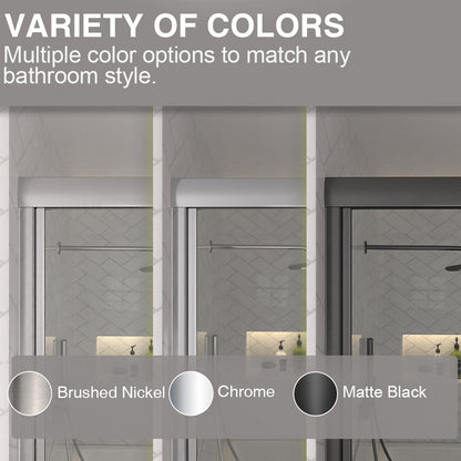 Astral 59.5 in. W x 56.75 in. H Framed Sliding Tub Door with 1/8 in. Clear Tempered Glass 82BN-4