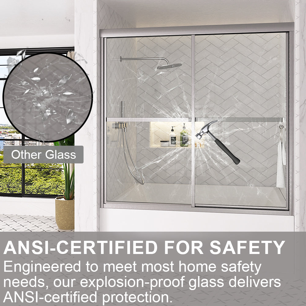 Astral 59.5 in. W x 56.75 in. H Framed Sliding Tub Door with 1/8 in. Clear Tempered Glass 82BN-5
