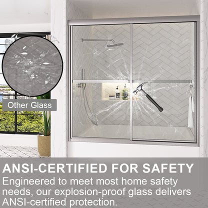 Astral 59.5 in. W x 56.75 in. H Framed Sliding Tub Door with 1/8 in. Clear Tempered Glass 82BN-5