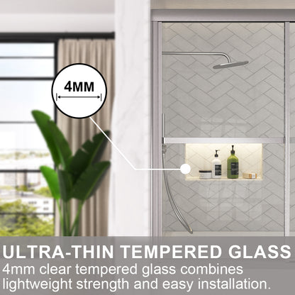 Astral 59.5 in. W x 56.75 in. H Framed Sliding Tub Door with 1/8 in. Clear Tempered Glass 82BN-6