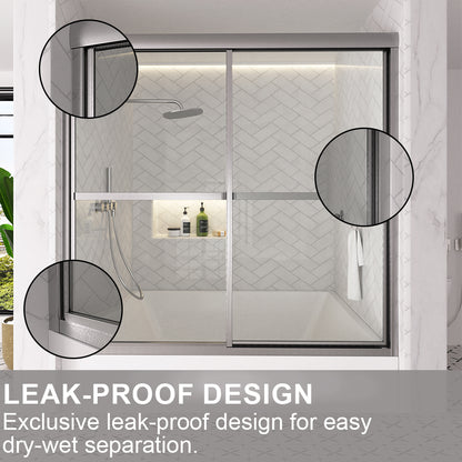 Astral 59.5 in. W x 56.75 in. H Framed Sliding Tub Door with 1/8 in. Clear Tempered Glass 82BN-7