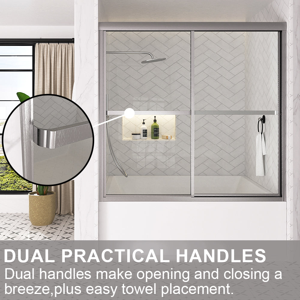 Astral 59.5 in. W x 56.75 in. H Framed Sliding Tub Door with 1/8 in. Clear Tempered Glass 82BN-8