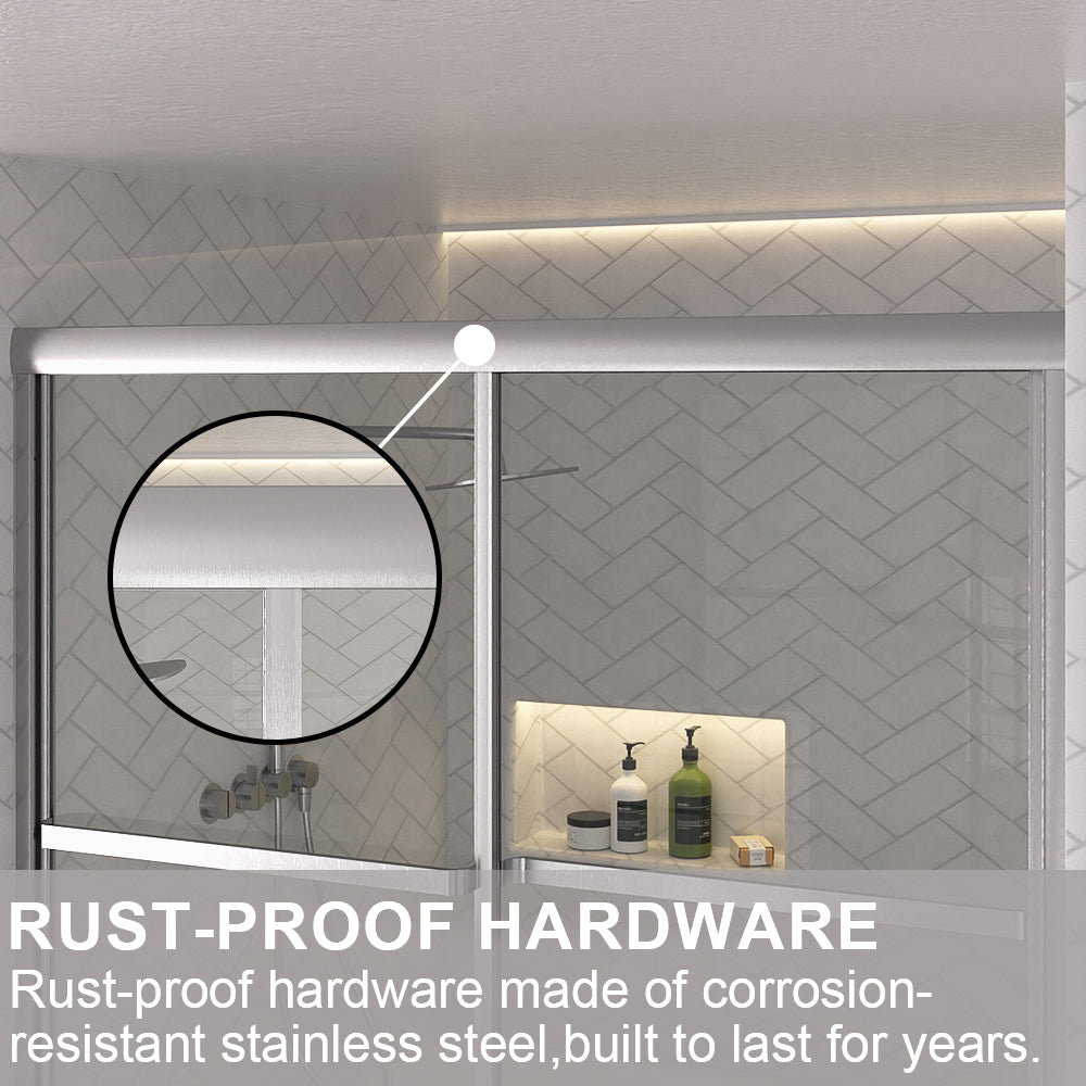 Astral 59.5 in. W x 56.75 in. H Framed Sliding Tub Door with 1/8 in. Clear Tempered Glass 82BN-9