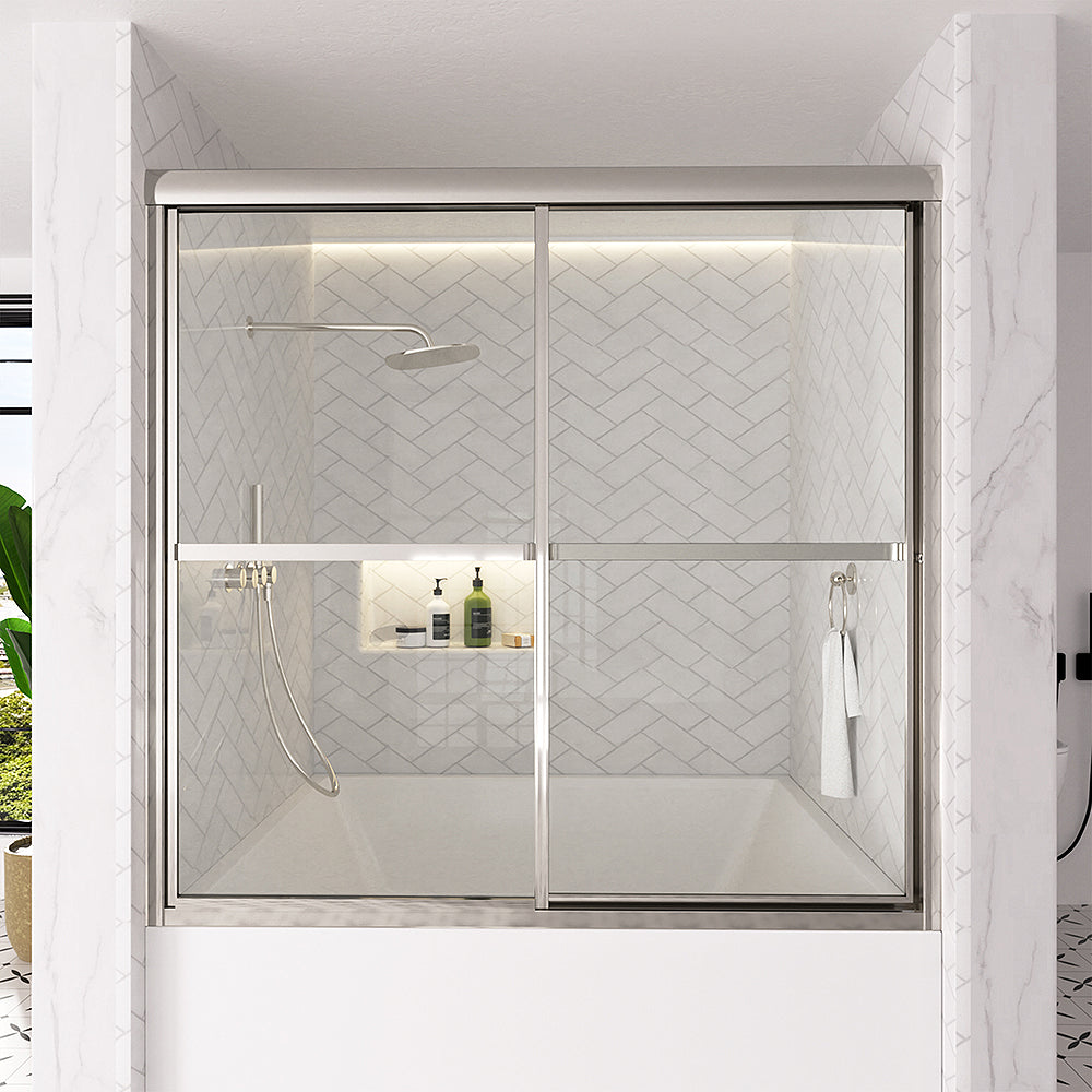 Astral 59.5 in. W x 56.75 in. H Framed Sliding Tub Door with 1/8 in. Clear Tempered Glass Chrome 82CR-1