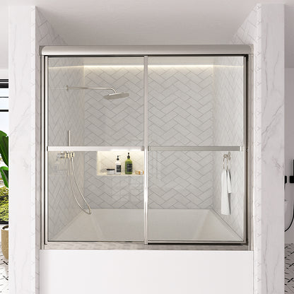Astral 59.5 in. W x 56.75 in. H Framed Sliding Tub Door with 1/8 in. Clear Tempered Glass Chrome 82CR-1