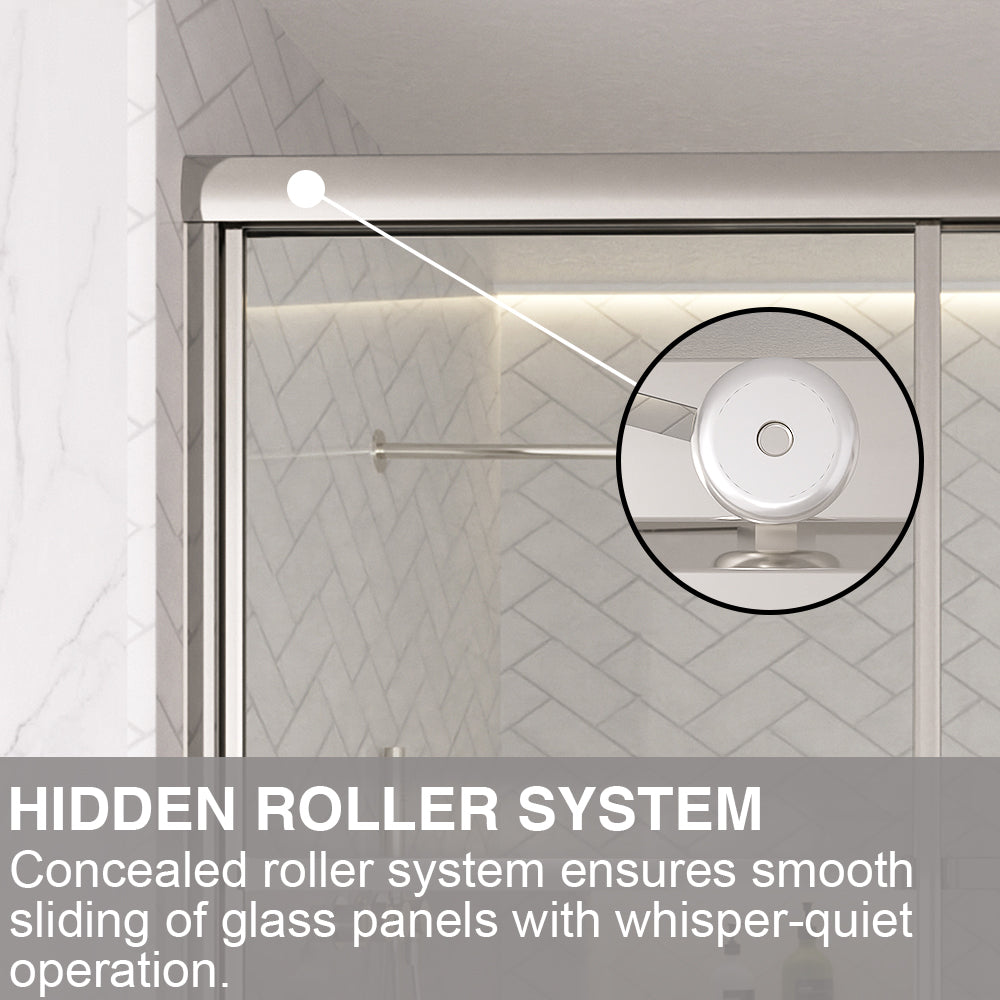 Astral 59.5 in. W x 56.75 in. H Framed Sliding Tub Door with 1/8 in. Clear Tempered Glass 82CR-10