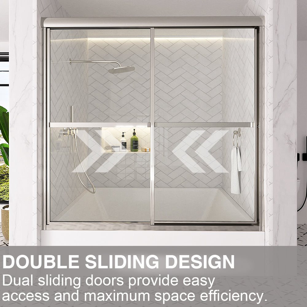 Astral 59.5 in. W x 56.75 in. H Framed Sliding Tub Door with 1/8 in. Clear Tempered Glass 82CR-11